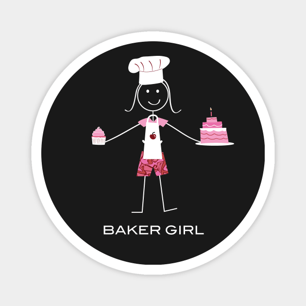 Funny Womens Baker Illustration Magnet by whyitsme